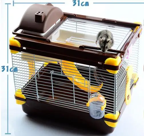 

A Portable Luxury Hamster Cage Funny Guinea Cage Acrylic Small Pets Mice House with Wheel Ferret Hedgehog Hamster Accessories