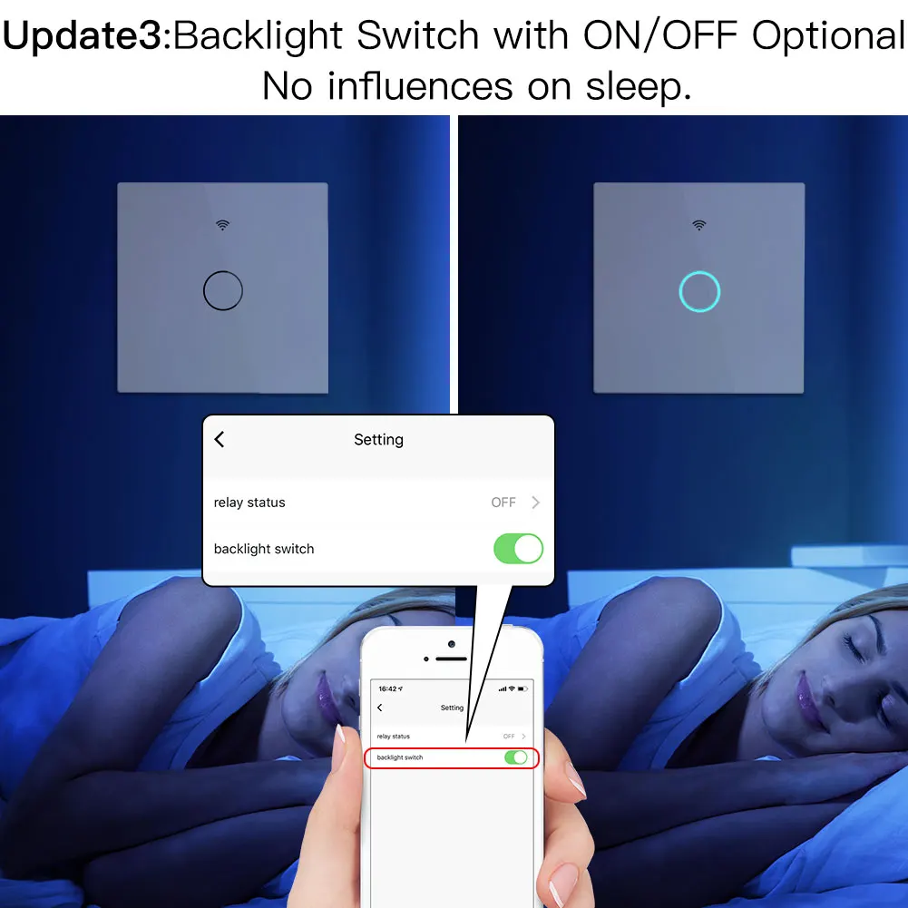 Новый WiFi смарт светильник RF433 без нейтральной проволоки с одним огнем Smart Life Tuya App