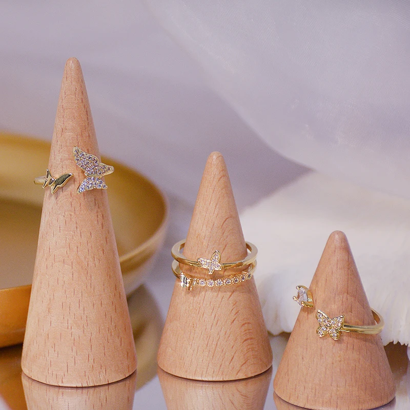 

Korean Trendy 14k Real Gold Jewelry Variety of Design Butterflies Rings for Women Adjustable Open Design Micro Inlay AAA Zircon