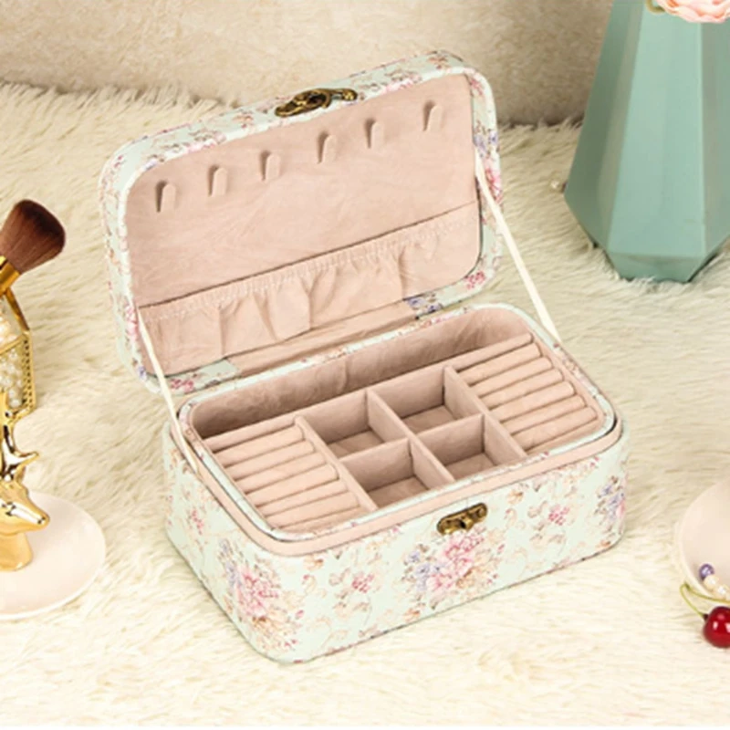 

Jewelry Storage Box Double-Layer Large-Capacity Practical Earring Multi-Function Earrings Necklace Ring Accessories CLL9356