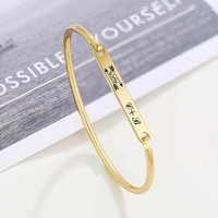stainless steel bar cuff bangle bracelet link id bracelet custom free engraving customized name id bracelet for women