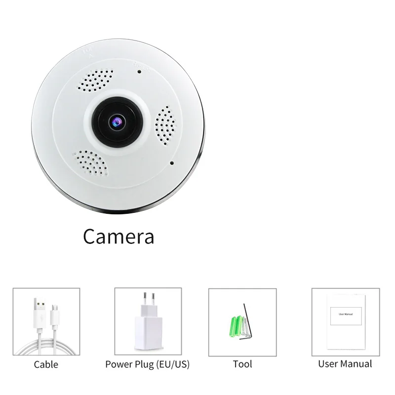 Camera Only 360 градусов Wi-Fi ip-камера рыбий глаз HD 960P 1.3MP умный панорамный IPC P2P Беспроводной IP рыбий глаз камера 1.3MP безопасности Wifi камера - Цвет: Camera Only