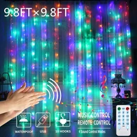 waterproof 300 led music sound activated curtain string lights usb 3mx3m copper wire christmas curtain lights for bedroom wall
