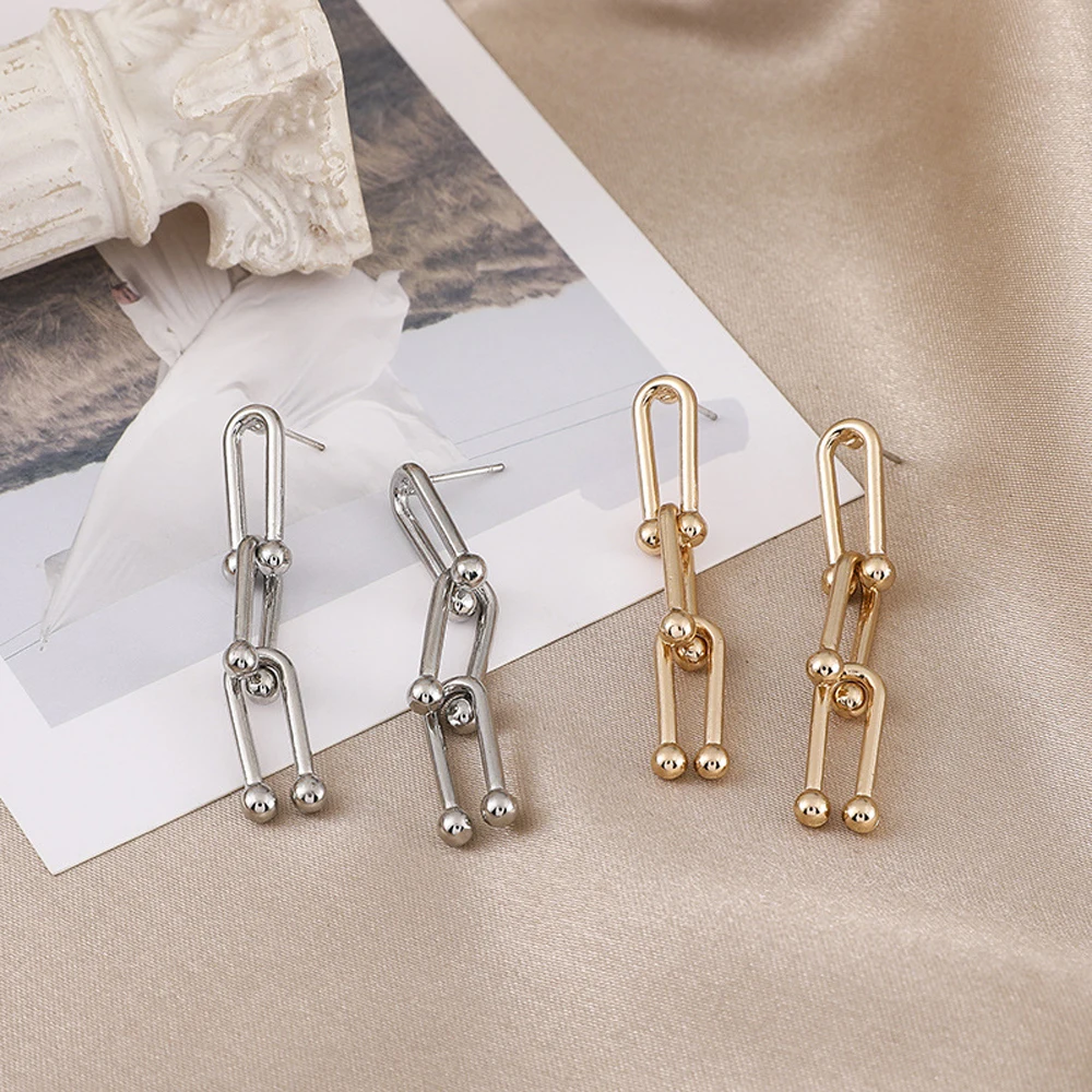 

Retro Contracted Creative Punk Metal horseshoe Ring Temperament not Charm Pendant Earrings