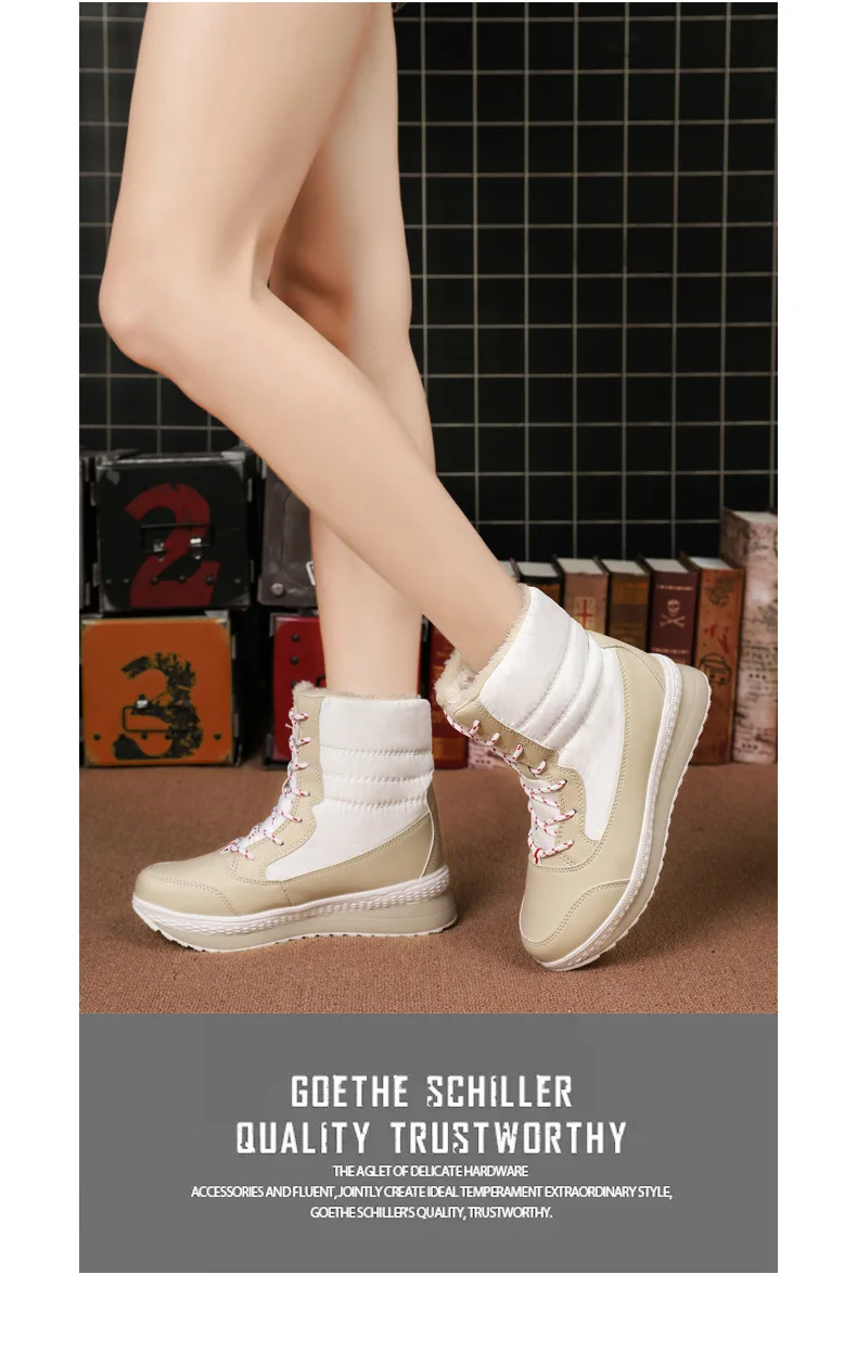 SARAIRIS Winter Waterproof Snow Boots Woman Add Fur Warm Ladies Shoes Woman Fashion Thick Heels Lace Up Boots Female Size 35-42