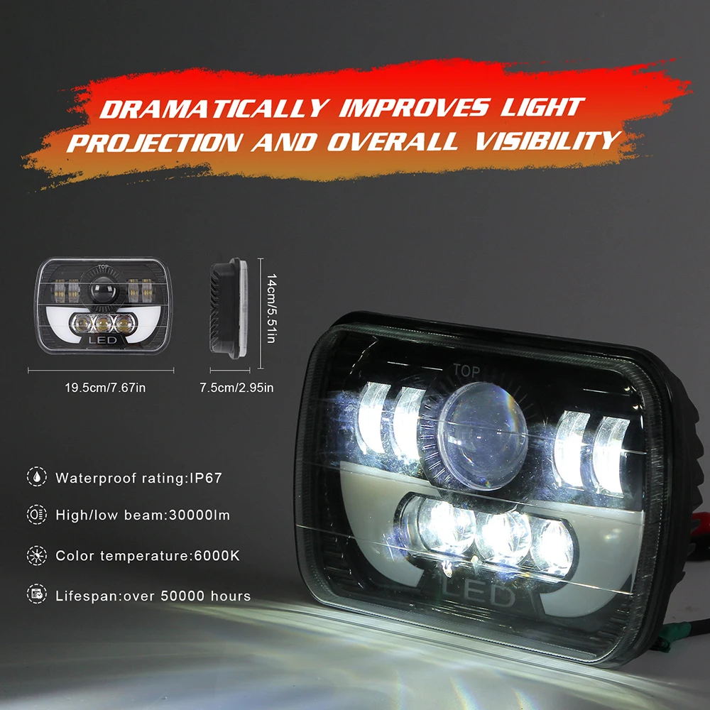 

Car Work Lights 5 x 7 / 4 x 6 Inch 300W 30000LM LED Headlight Hi-Lo Beam for Off-road Vehicle / Truck / Bus Car Light