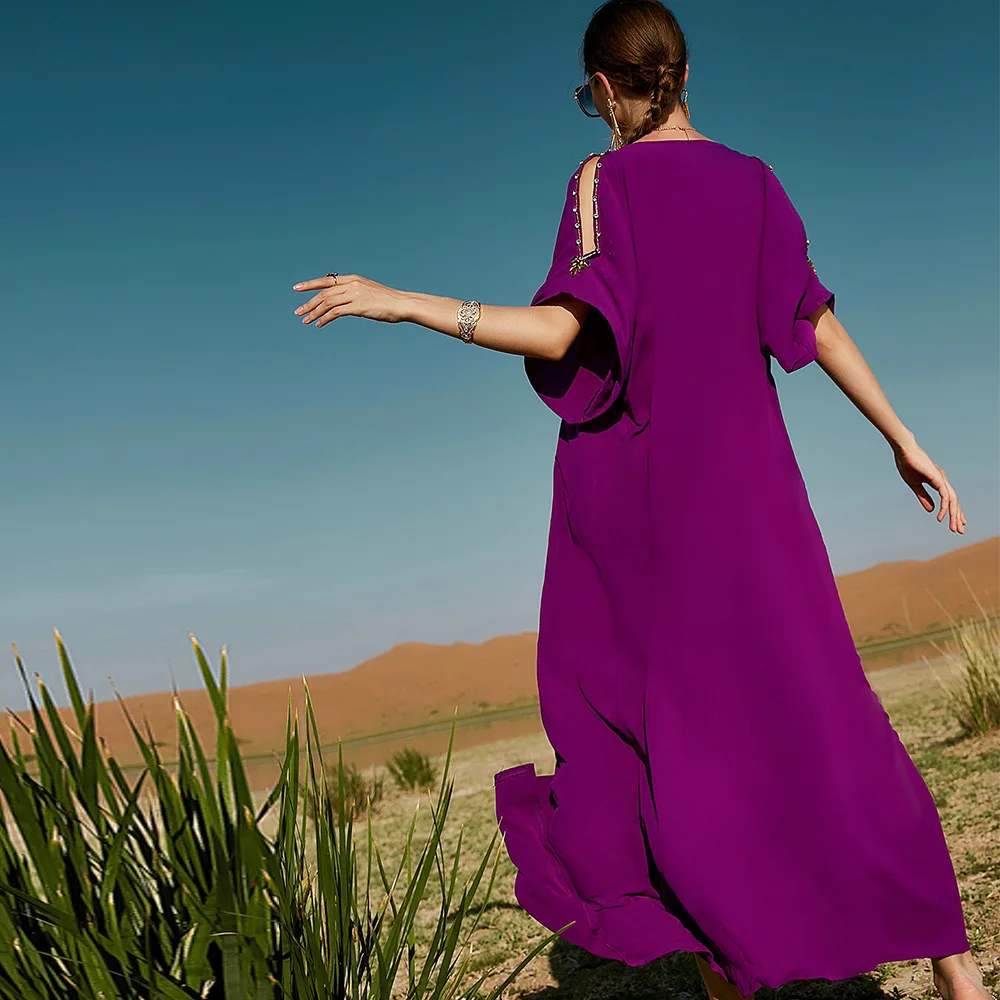 Eid Mubarak Off The Shoulder Abaya Dubai Evening Dresses Turkey Arabic Muslim Dress Islam Abayas for Women Kaftan Robe Longue