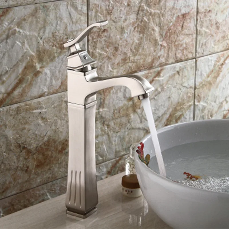 Смесители для умывальника латунный кран с маслом и прорезинкой черный высокий