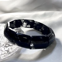 aaaa 8 natural black tourmaline quartz rutilated thick black hair gemstone beads bracelet