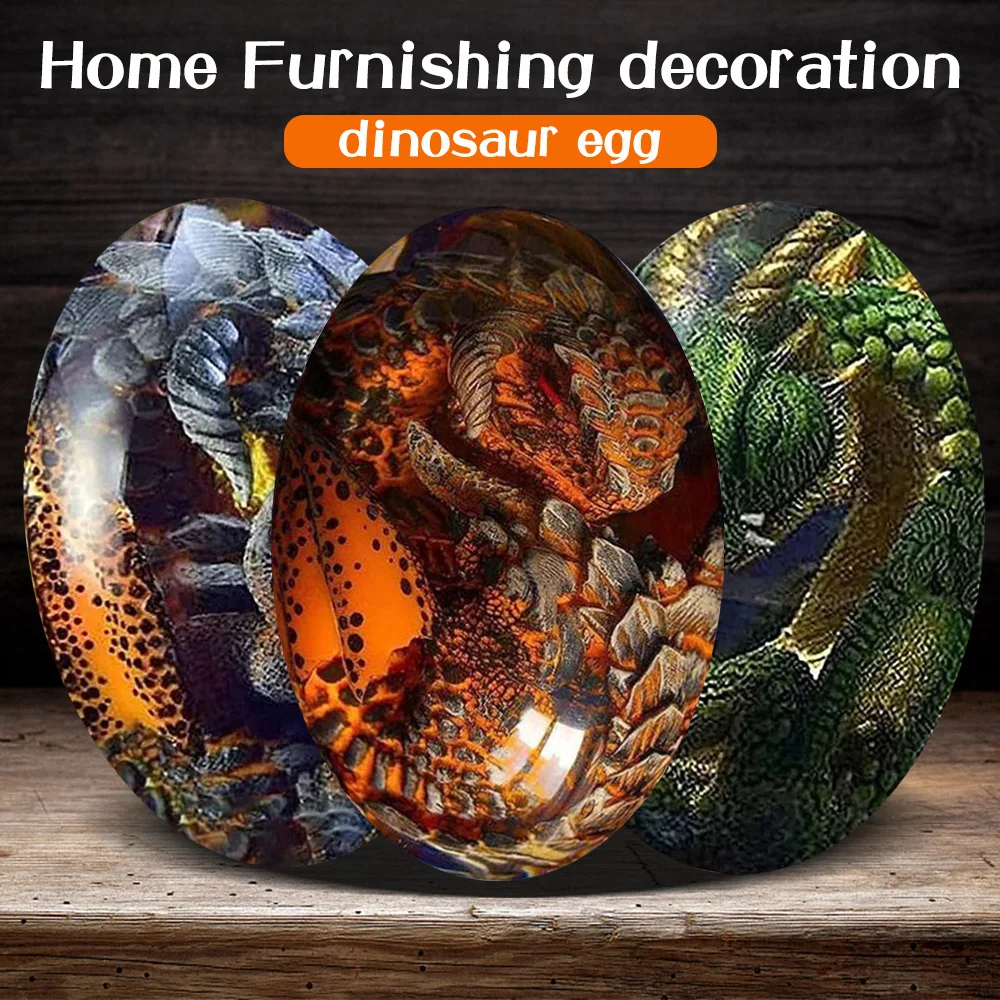 

New Dinosaur Egg Resin Sculpture Crystal Lava Dragon Egg Souvenir Collection Gift For Children's World Conqueror Optional Base