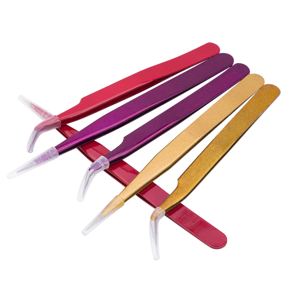

2pcs/lot Anti-static Precision Tweezers Set Pincet Stainless Steel Eyebrow Tweezer Eyelash Extension Tools Makeup Kit 2021
