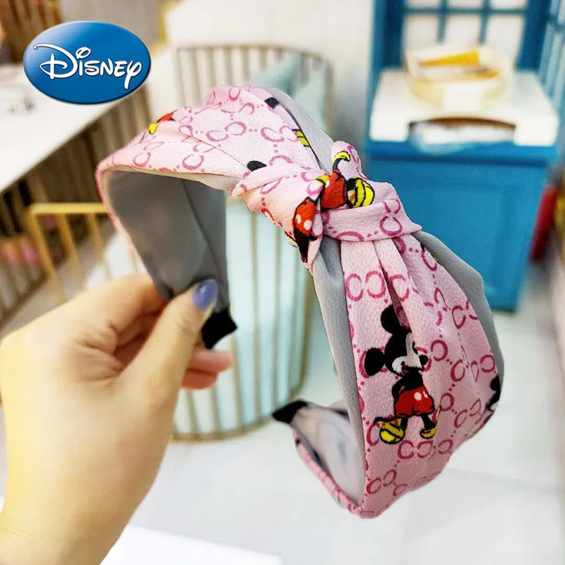 

Disney Mickey Mouse Wide-brimmed Printed Hair Band Girl Bow Tie Headband Fabric Hair Accessories Women