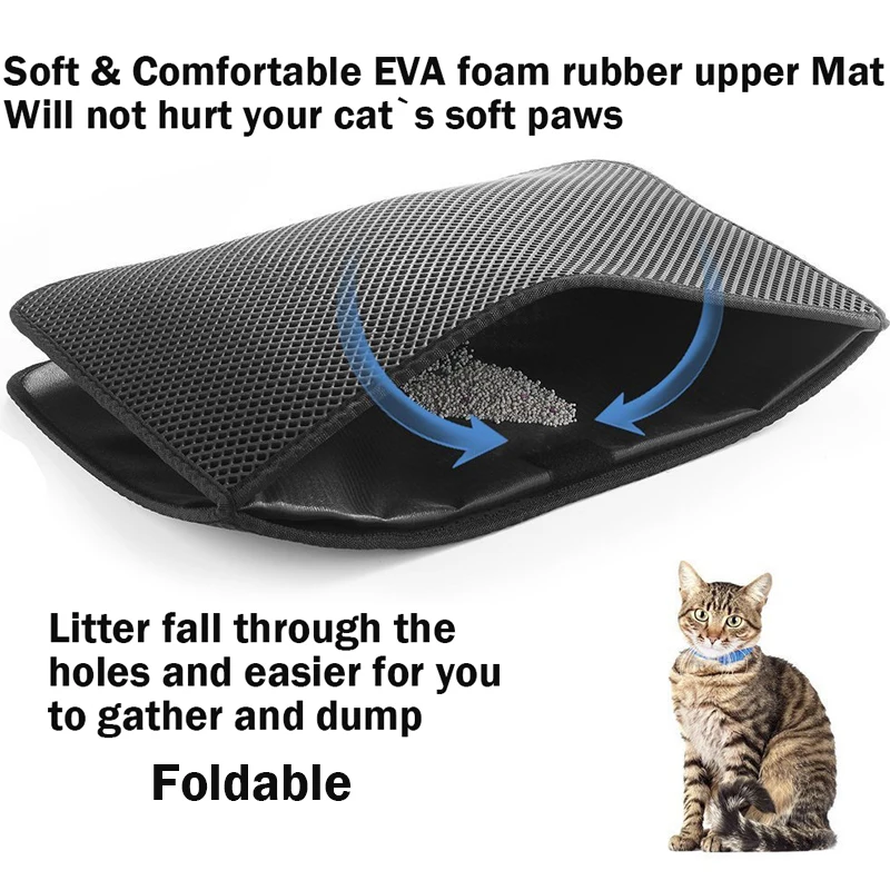 Складной коврик Petshy для кошачьего туалета нескользящий двухслойный из ЭВА