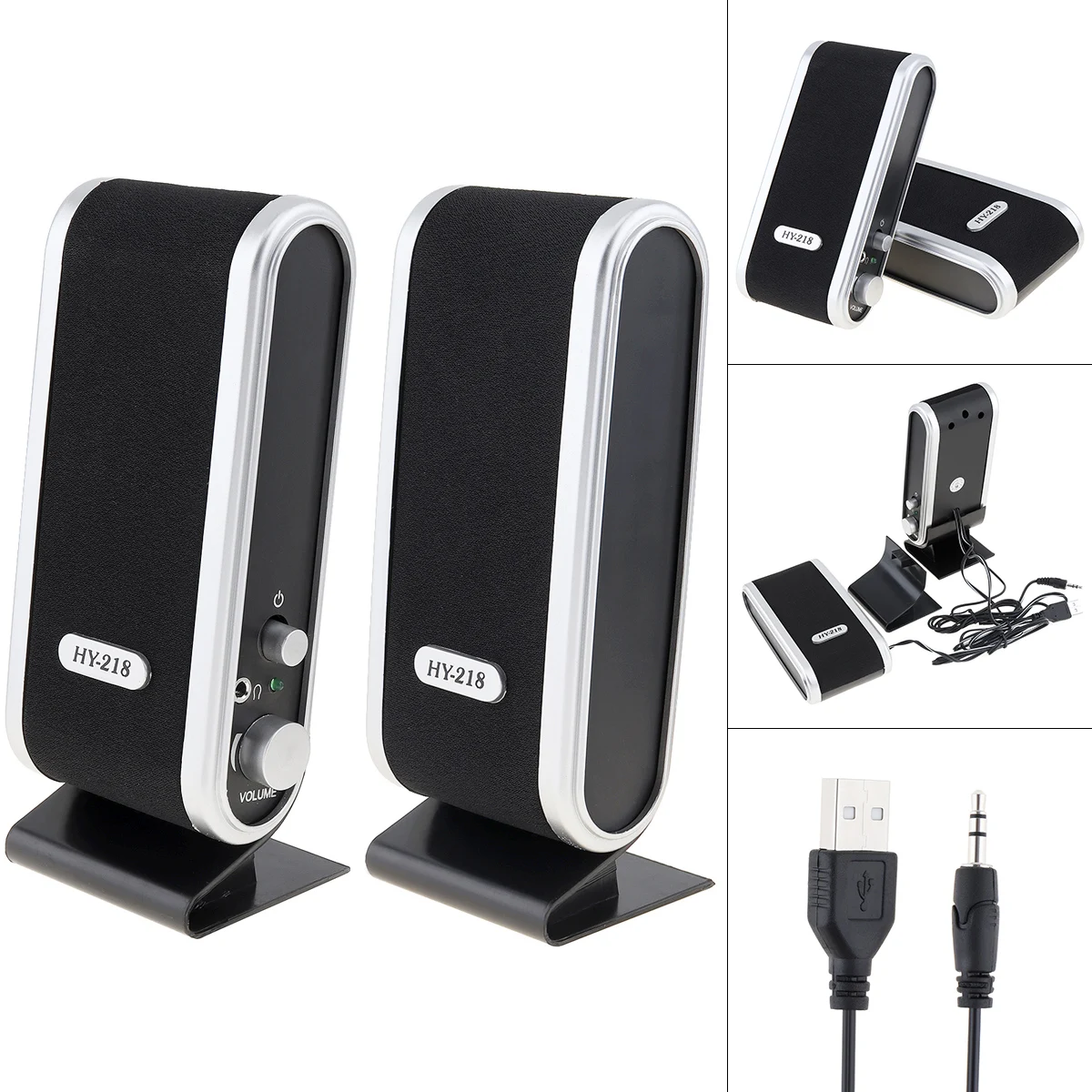 

HY-218 6W USB 2.0 Wired USB Power Notebook Speakers Stereo 3.5mm Audio Jack Portable Loud Speaker for PC Laptop Computer