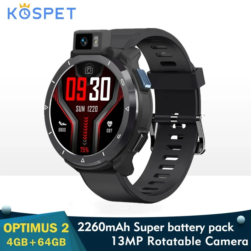 

Смарт-часы KOSPET Optimus 2 мужские, 4G, 4 + 64 ГБ, 13 МП, 2260 мА · ч, 1,6 дюйма, Android 10,7, Wi-Fi