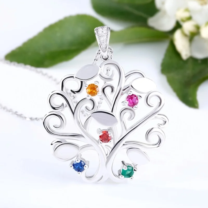 

Fashion women creative multicolor zircon exquisite tree of life necklace wedding Valentine's day gift pendant jewelry wholesale