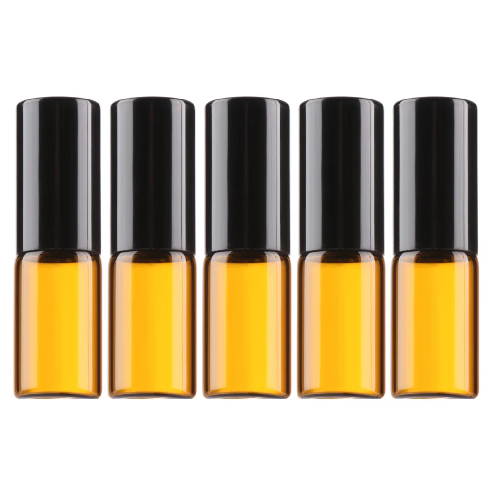 5PCS 1/2/3/5/10ml Mini Essential Oil Bottle Perfume Roller Ball Amber Refillable Glass Vials Cosmetic Containers | Красота и здоровье