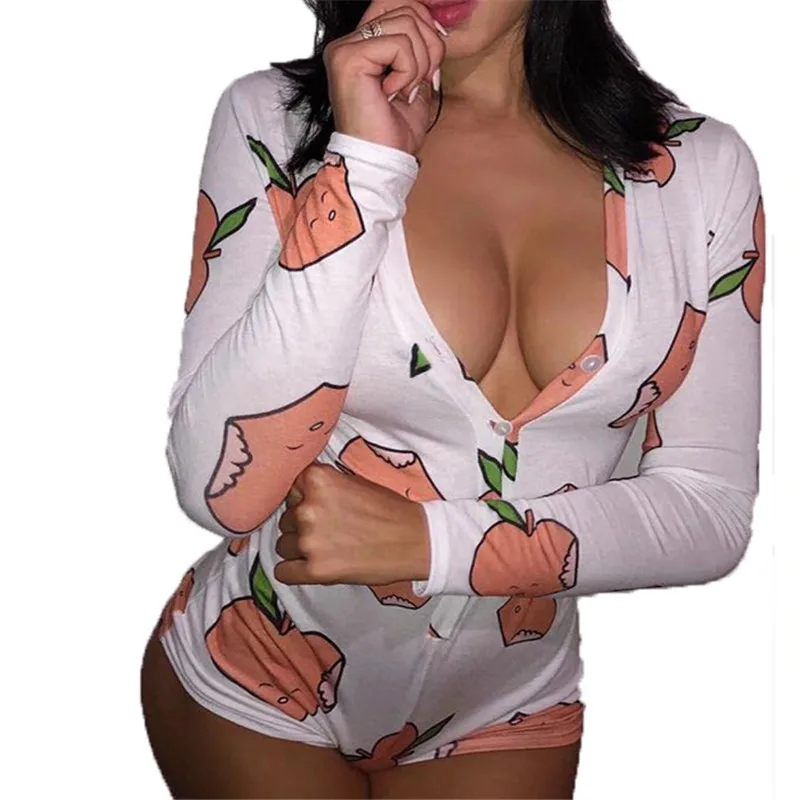 

Rompers Womens Bodysuit Fashion Print Overalls White Leotard Top Nightwear Ladies Casual Sleepwear One Piece Clothes