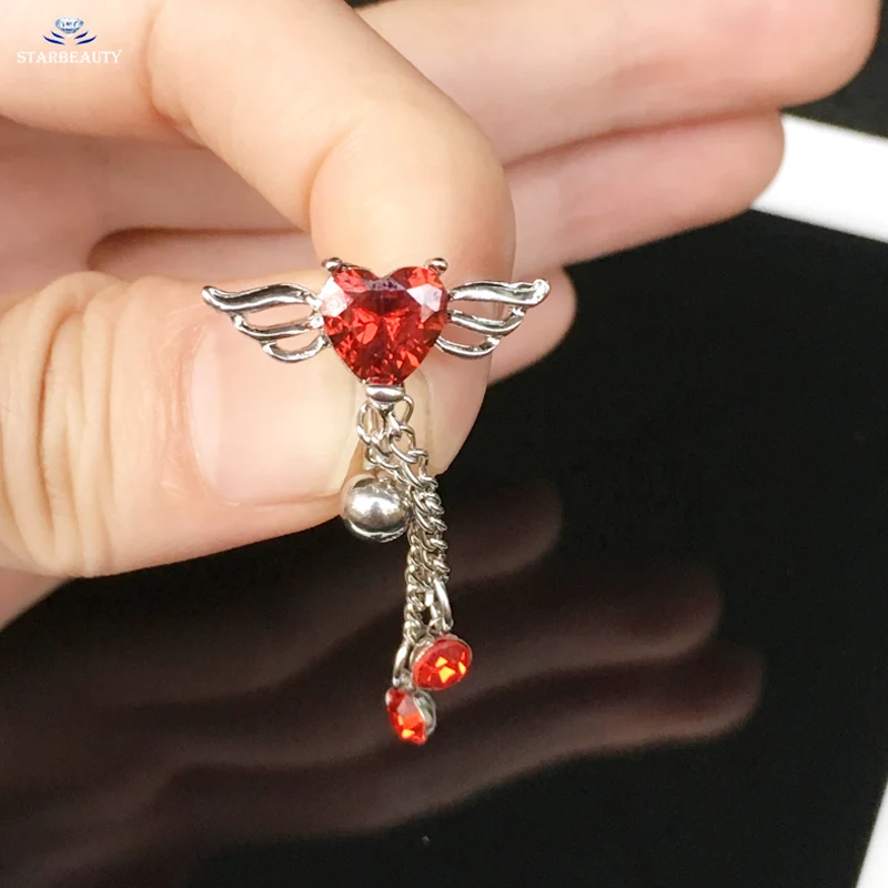 Starbeauty красное сердце крыло пупка пирсинг Ombligo кольцо с подвеской в пупок перстень