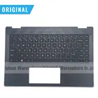 Новый оригинальный верхний чехол для HP Pavilion X360 14-DH, подставка для рук с клавиатурой без подсветки, цвет серебристыйсиний