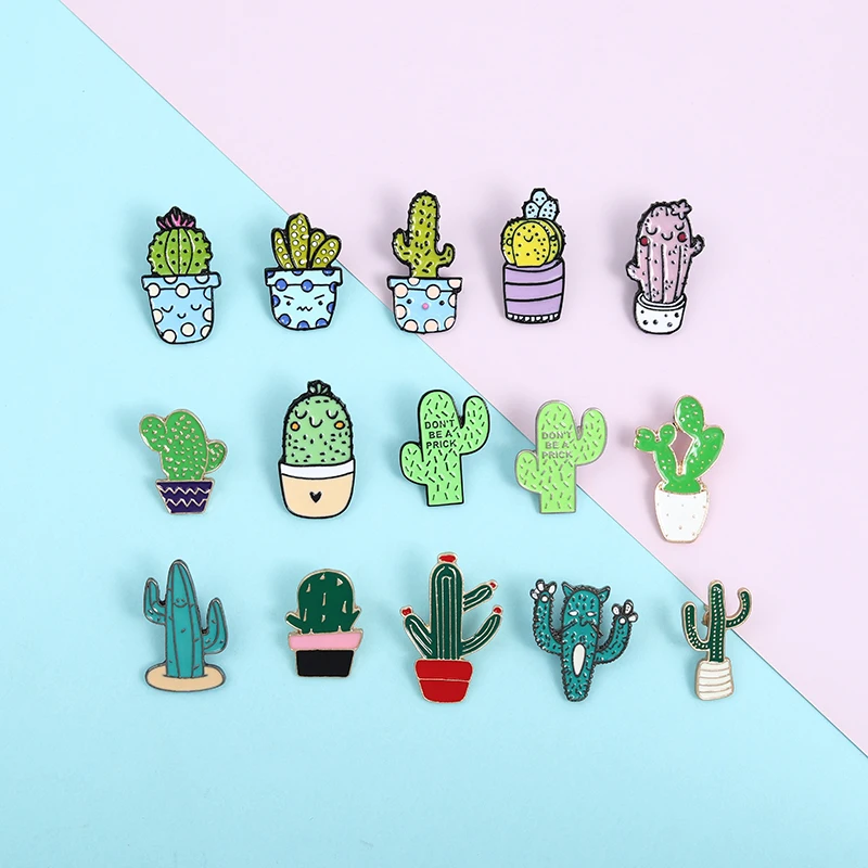 

Small and cute accessory set Cartoon plant enamel Pin Colorful cactus chlorophytum potted Brooches Badges Denim lapel Jewelry