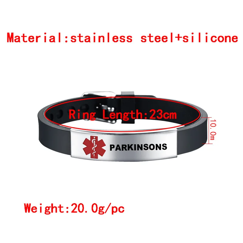 Силиконовый браслет FIMAODZ мужской регулируемый из нержавеющей стали с