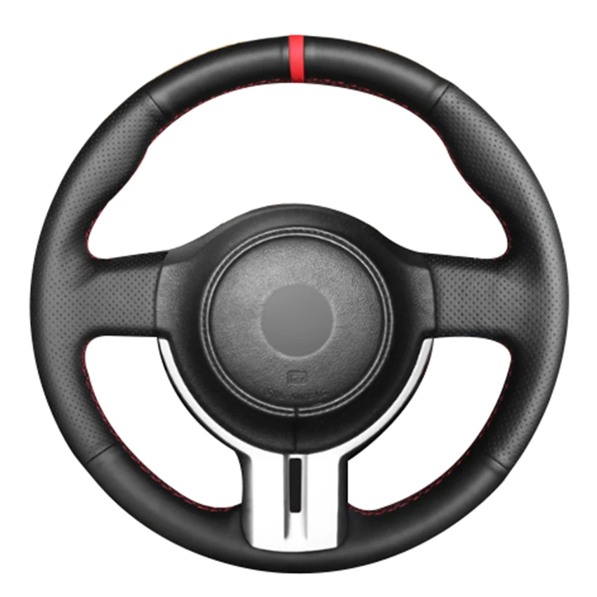

Black Natural Leather Black Suede Red Marker Car Steering Wheel Cover for Toyota 86 2012-2015 Subaru BRZ 2012-2015