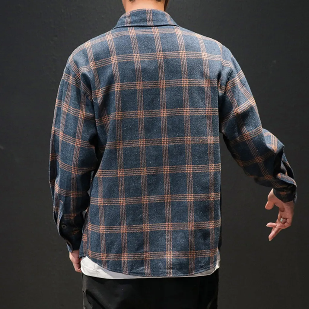 Рубашка camisa новинка сезона осень зима 2020 синяя клетчатая рубашка в клетку