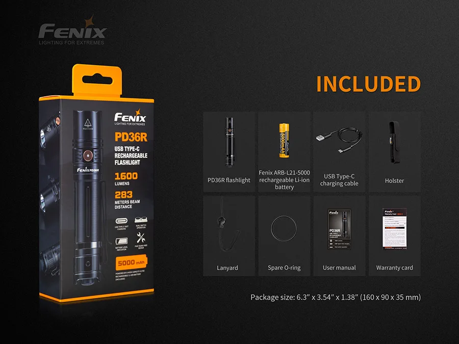Новинка 2019 тактический фонарик Fenix PD36R 1600 люмен ультракомпактный поисковый с