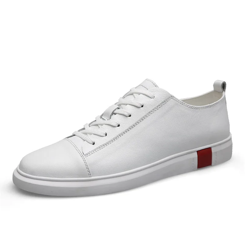 Кроссовки мужские из ПУ кожи на шнуровке Вулканизированная подошва узкие