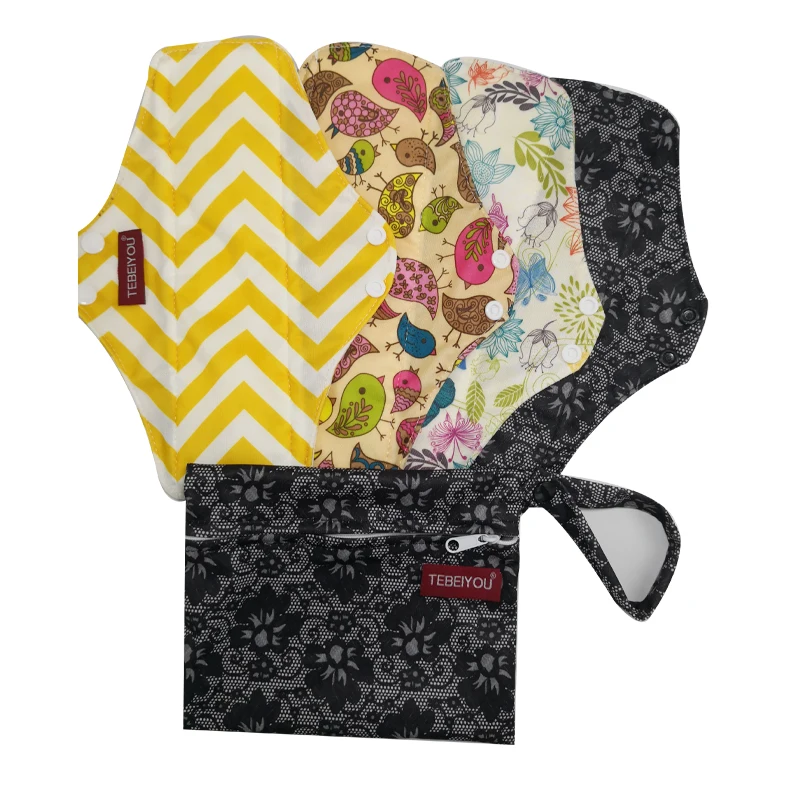 Многоразовые тканевые прокладки Mama Cloth моющиеся гигиенические 4 шт. с 1 влажной