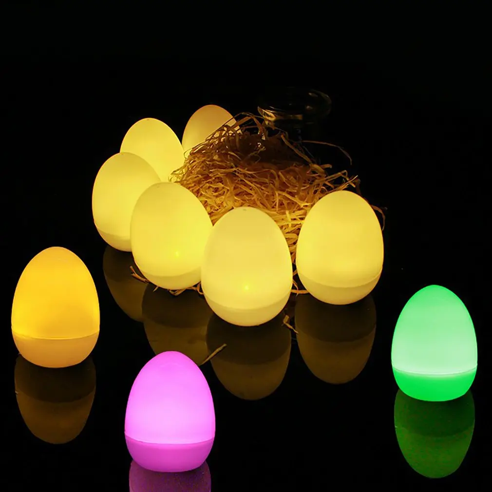 

12 Pcs LED Easter Eggs Fair Lights Holiday Patio Easter Decorations For Home Outdoor Light Garland Balls With 4 Light Color