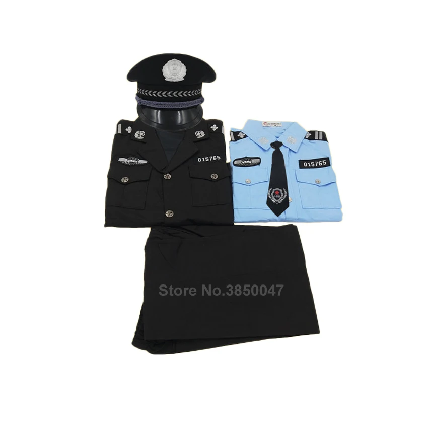 Костюм для косплея подростков детей мальчиков и девочек полицейская униформа