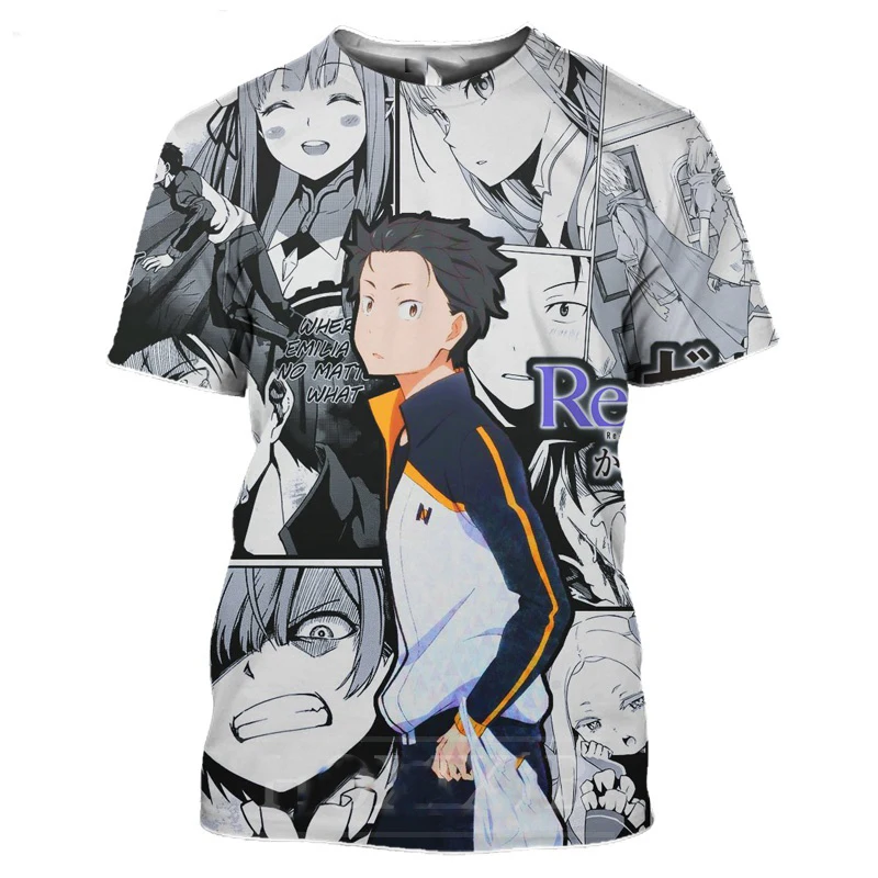 

Men Tshirt Natsuki Subaru Anime Re Zero T Shirt 3D Print Elves Puck Women Tops Hentai Pretty Girl Tee Unisex