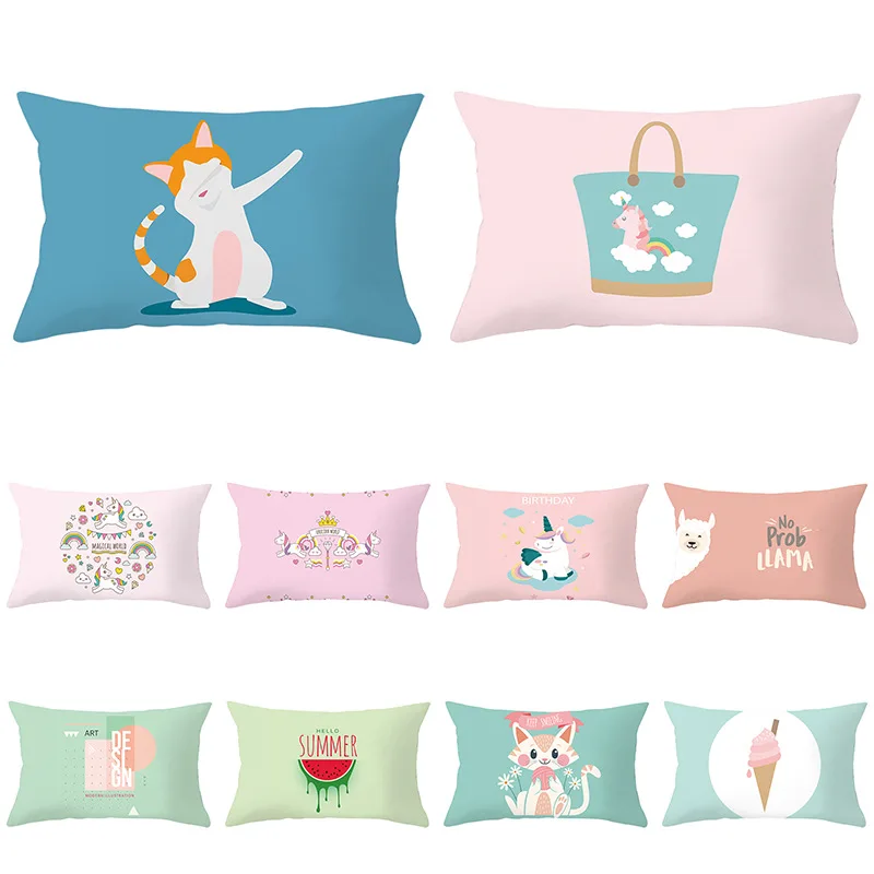 

Cartoon Printing Peach Skin Hug Pillowcase Rectangular Pillowcase Custom Home Office Waist Pillowcase Decoration Wholesale
