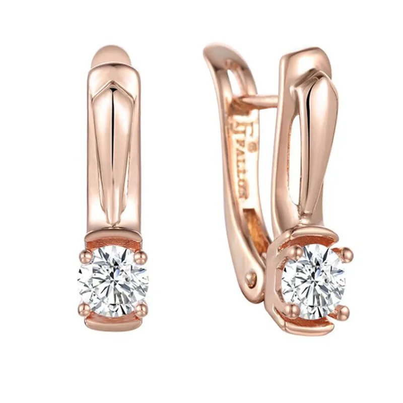 Женские серьги-подвески из розового золота 585 пробы с фианитами