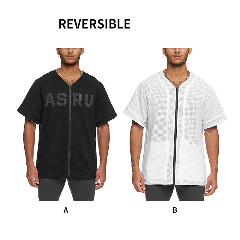 Мужская двухсторонняя спортивная рубашка для фитнеса тренировок в тренажерном