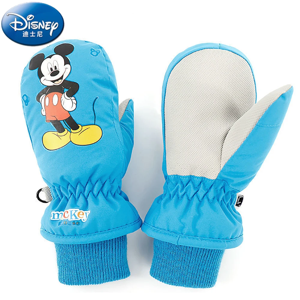 

Детские водонепроницаемые лыжные перчатки Disney для мальчиков и девочек, флисовые варежки с мультяшным изображением Микки Мауса, Эльзы и хол...