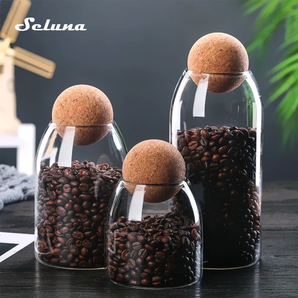 Borosilicate Glass Jars and Lids Sealed Can Grains Storage Tank Clear Coffee Beans Candy Jar Ball Cork Glass Container Lead-Free