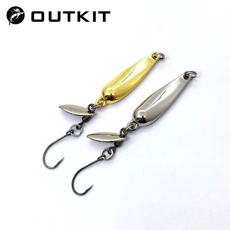 

OUTKIT 1Pcs Spinner Spoon Metal Bait Micro Fishing Lure Small Sequins Copper Long Shot Baits For Bass Trout Perch Pike Rotating