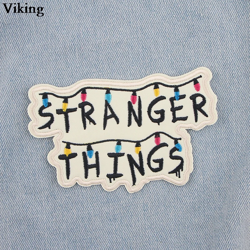 

20pcs/set Stranger Things Iron On Patches For Clothing Embroidery Stripes Cool Applique Diy Sequin Appliques Unisex Badges G0695