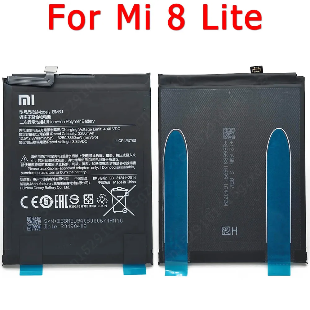 

100% Original For Xiaomi Mi 8 Lite Mi8 Battery BM3J 3350mAh Batteries Built-in Li-ion Bateria Replacement Repair Spare Parts
