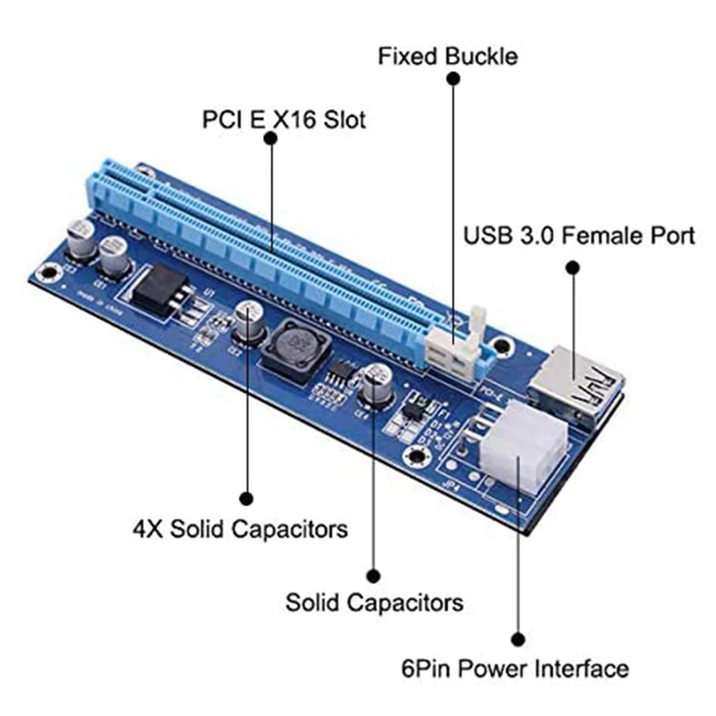 Переходник 006C PCIe 1x на 16x Express Riser Card удлинитель графического переходника pcie 60 см