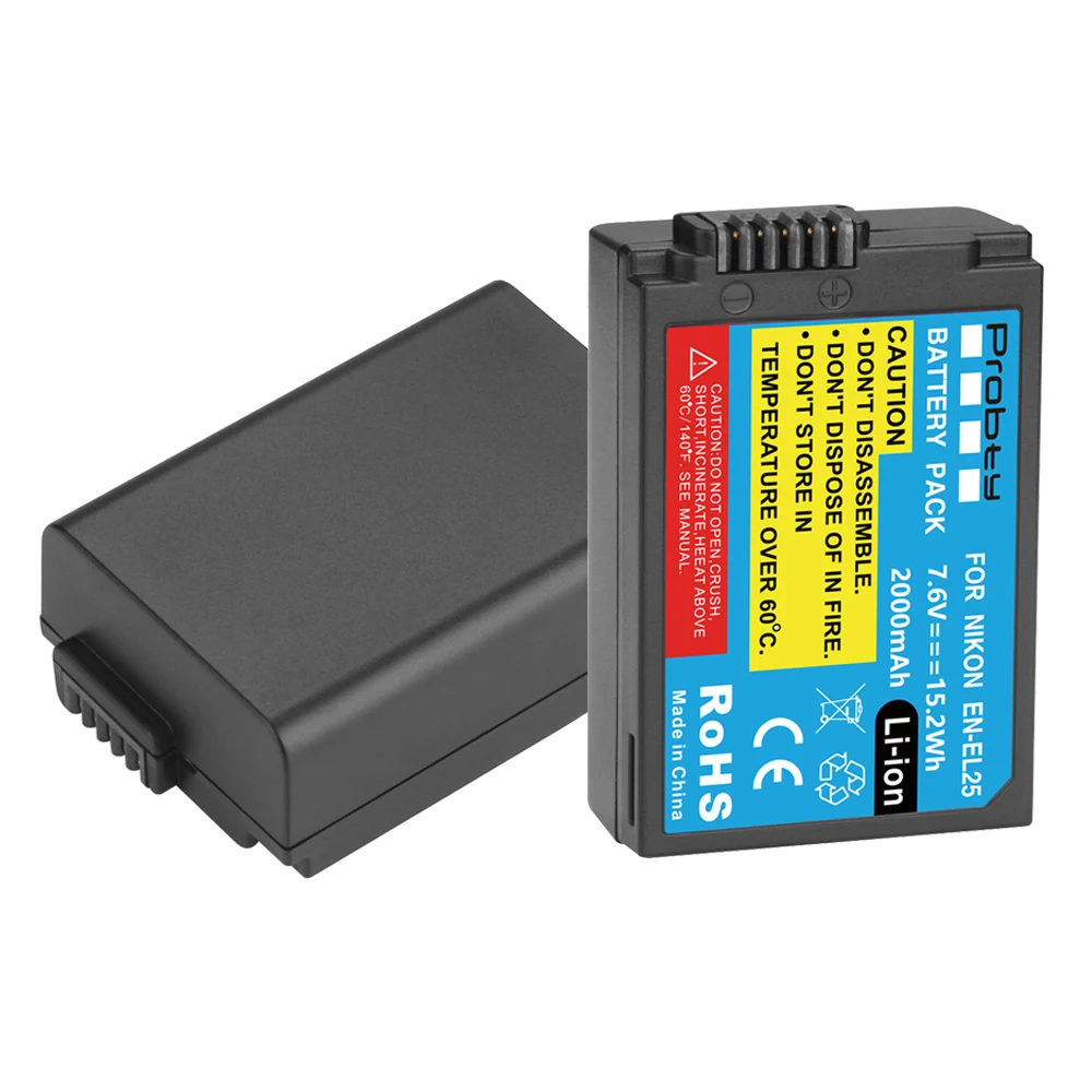 2000mAh EN-EL25 Аккумулятор для Nikon Z50 ZFC MH-32 со светодиодным двухканальным зарядным