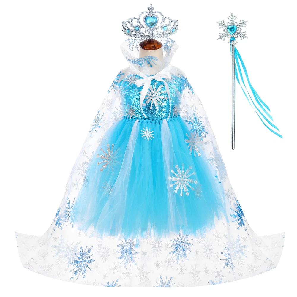 Костюм принцессы Эльзы с блестками для девочек нарядные платья-пачки Снежной