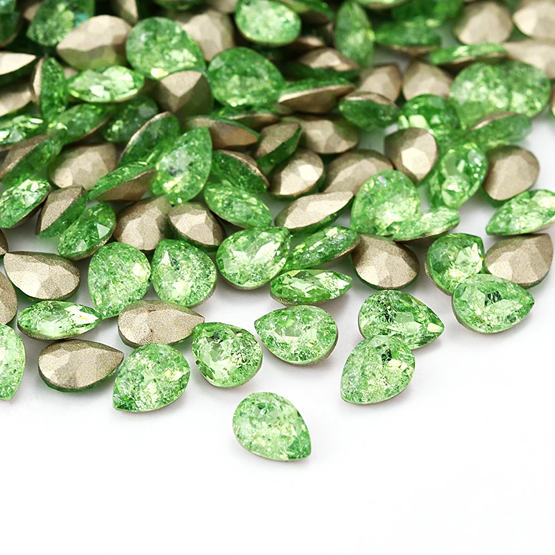 Стразы для дизайна ногтей зеленые 8 мм квадратной формы|Стразы| |