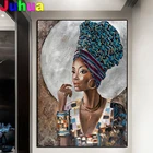 Алмазная живопись, лидер продаж, домашнее искусство, африканская черная женщина, Ювелирное Украшение, вышивка крестиком, Алмазная мозаика, декор комнаты,