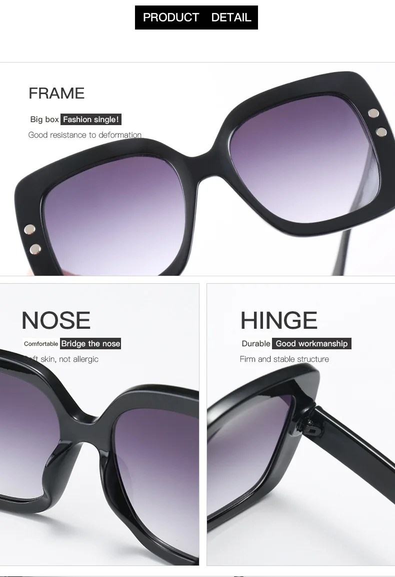 

Fashion Square Oversized Sunglasses Women Luxury Transparent Gradient Sun Glasses Big Frame Vintage Eyewear UV400 Glasses Oculus