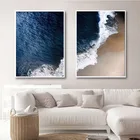 Картина на холсте с пейзажем голубого океана, настенный постер с современным морским пейзажем, нордический Декор для гостиной
