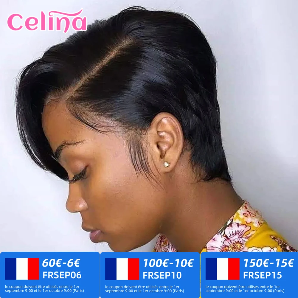 

Pixie Cut Short Human Hair Wig With Bangs Straight Bob Short Human Hair Wigs Ombre Color 99j Full Machine Wigs For Black Women